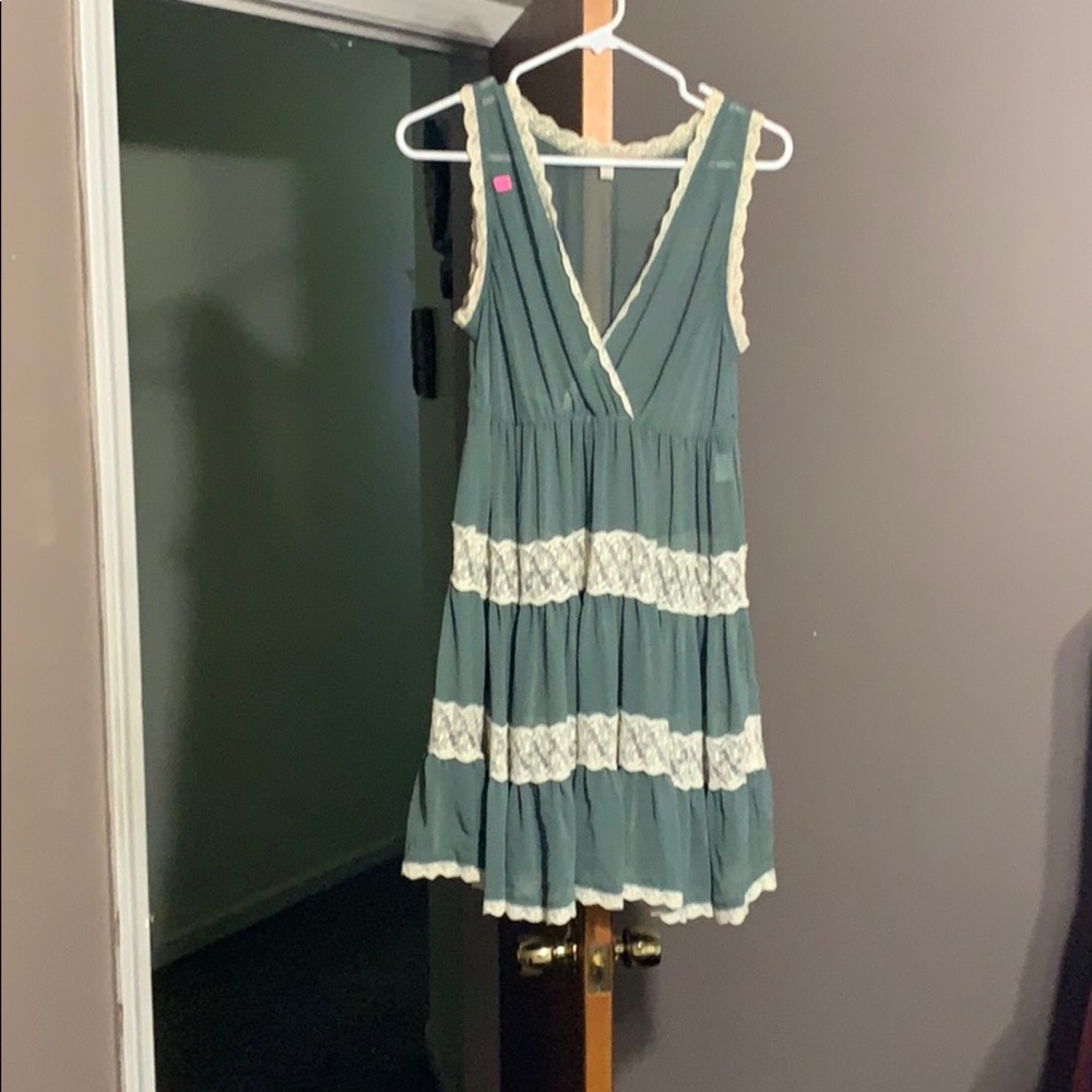 Sage Green sheer dress.